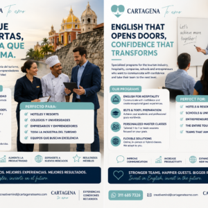 Clases de inglés personalizadas para empresas, hoteles, turismo y profesionales con Creative Mind by Cartagena Te Amo.