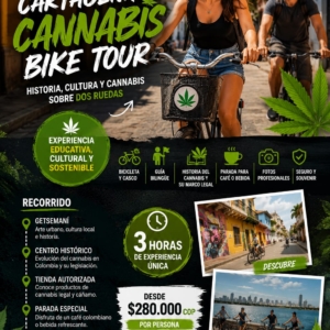 Descubre la historia, la cultura y el marco legal del cannabis en Colombia durante un recorrido premium en bicicleta por Cartagena.